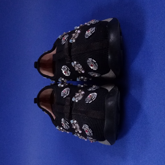 Dior Black Sequins Embellished Mesh Fusion Slip-On Sneakers - Picture 6 of 12